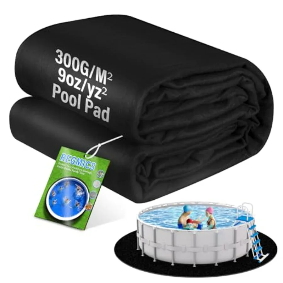 24ft Round Above Ground Pool Pad for Outdoor Use, Heavy Duty 300G/M Polyethylene Material, Black, Seamless Puncture Resistant G