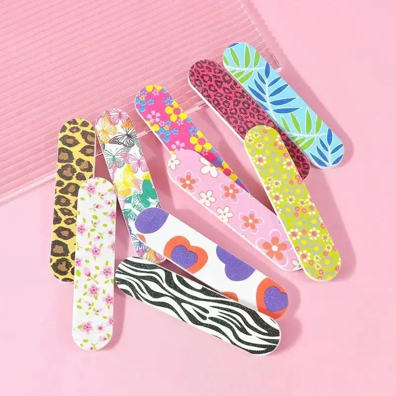 Color Mini 6cm 9cm Nail File Printed Double-sided EVA Nail File Small Polishing Strip  Accessories Tools Nails Accessories New