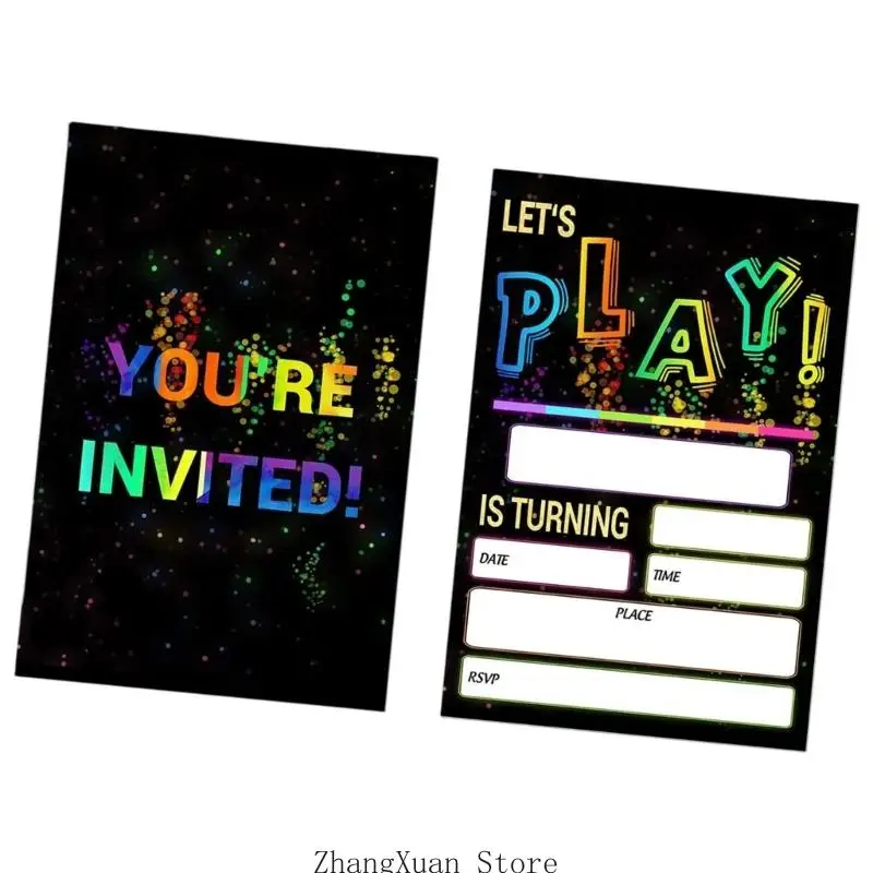20 Stück/Packung auffällige Geburtstagseinladungen, handgefertigte Neon-Designs, Einladungskarten für unvergessliche Partys, 3 x – Detail 5