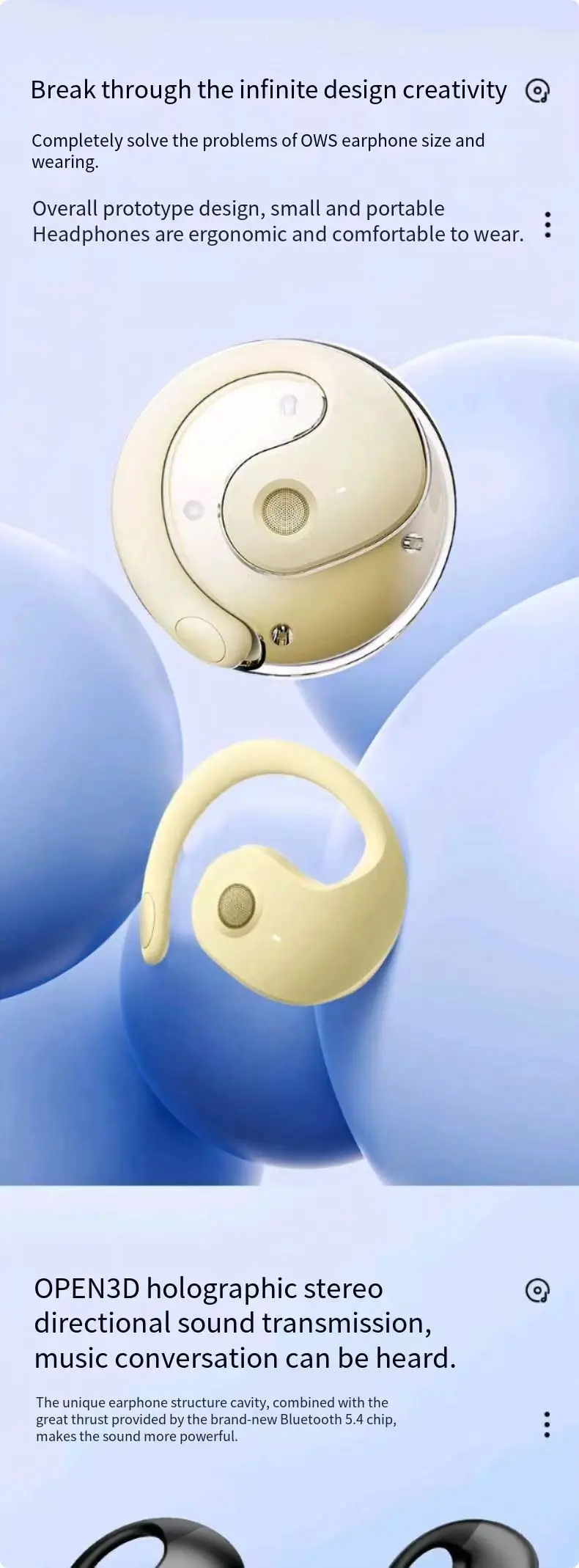 New feature small coconut ball TWS Bluetooth headset ear-mounted OPEN6 super lon