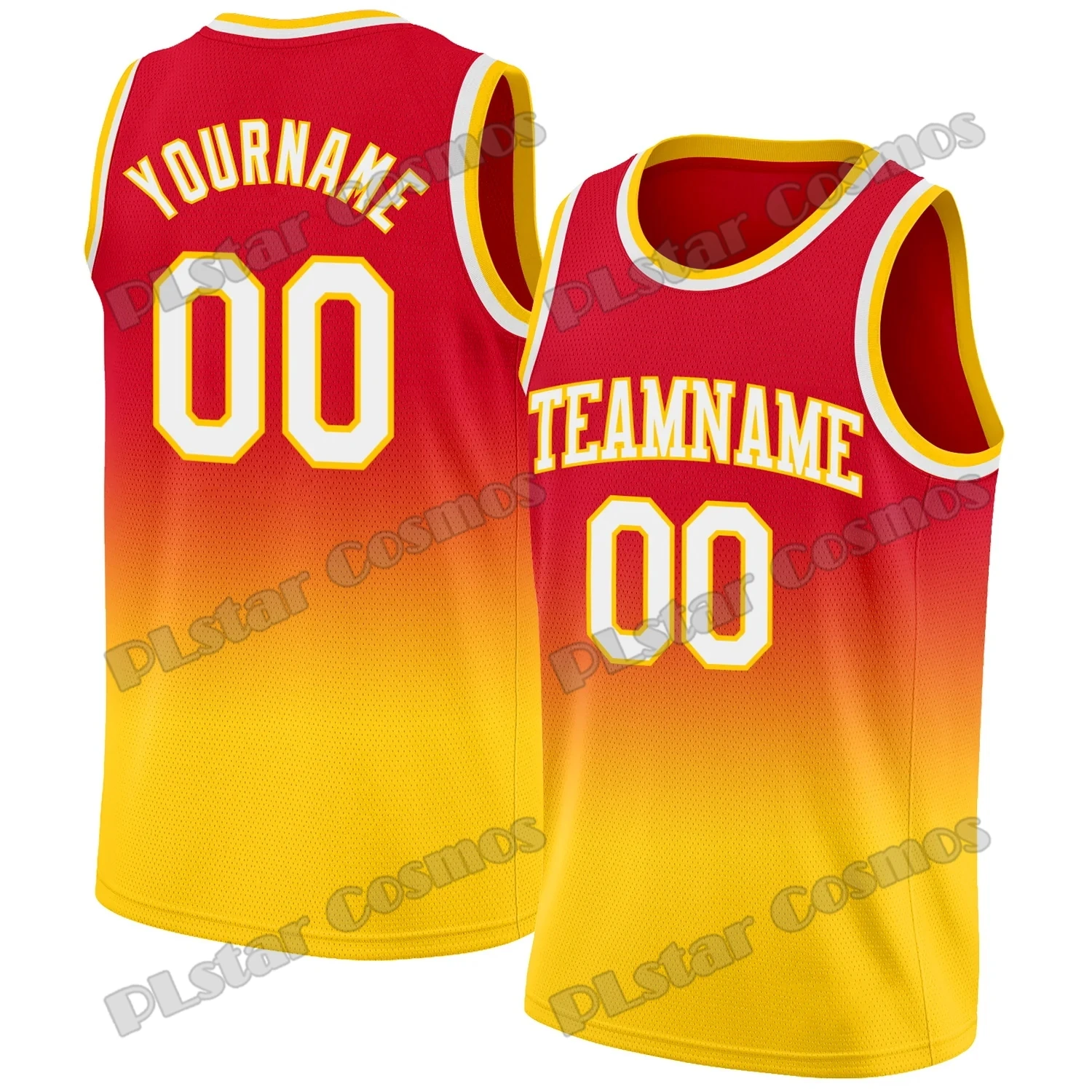 Custom Name & Number Red White-Gold 3D Printed Men's Throwback Basketball Jersey Youth Summer Sport Basketball Vest LBX12