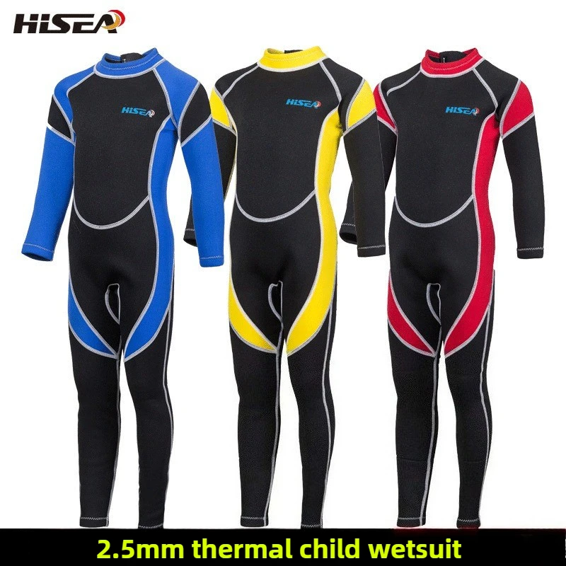 

HISEA One-piece Long-sleeved Sun Protection Child Thermal Wetsuit Kids Snorkeling Surfing Cold-proof Swimsuit Girls Boys