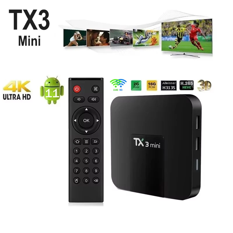 TX3 Mini TV Box Smart Android 11 Allwinner H313 S 2G 16G 4G 5G WiFi 4K H. 265 1G 8G TV BOX #1