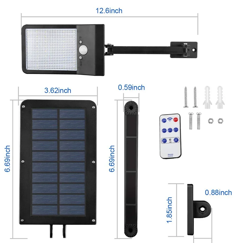 48 Led 800 Lm Solar Lights Buiten Wandlamp Pir Bewegingssensor Tuin Beveiliging Waterdichte Afstandsbediening Garage Zonne-Energie Licht