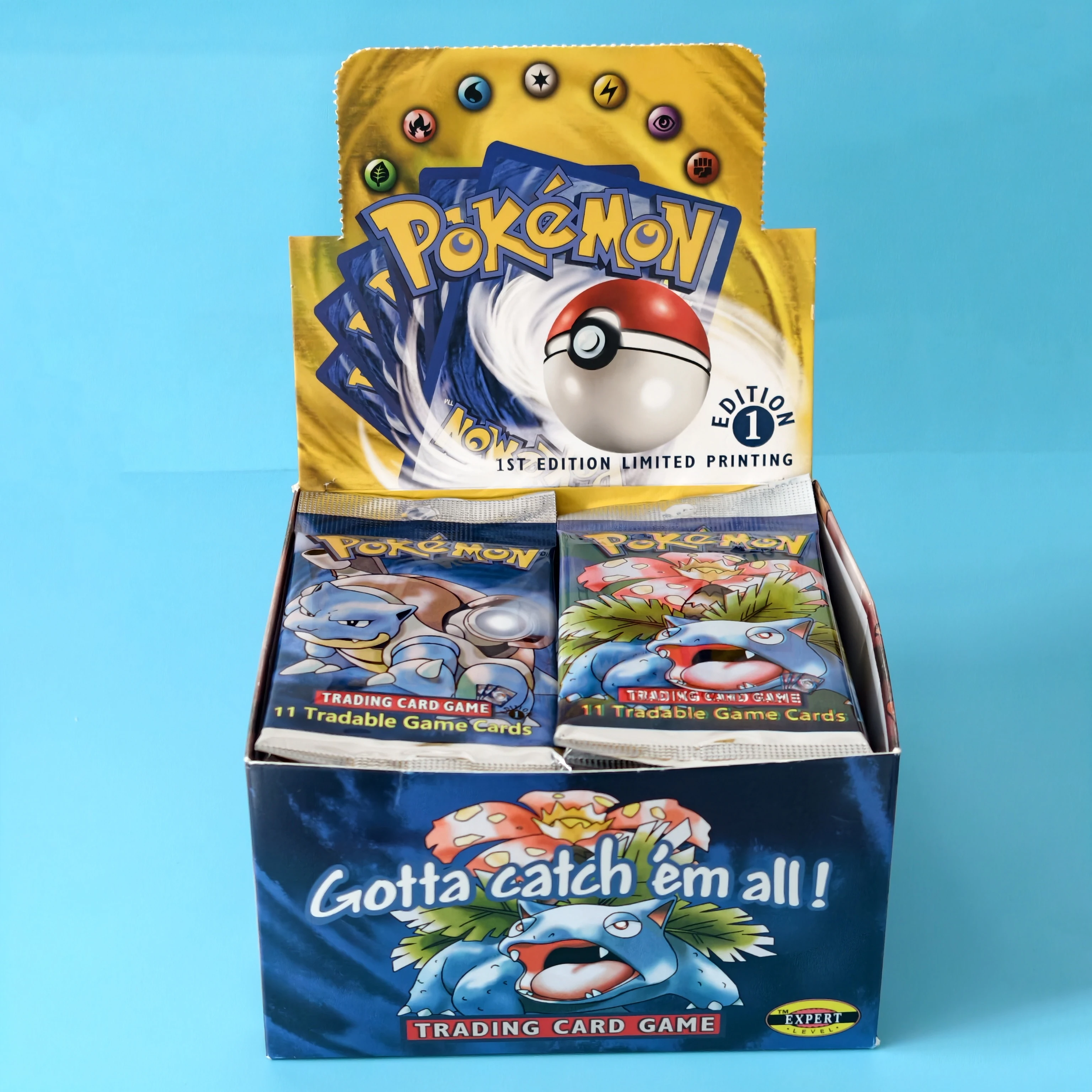 36packs PKM Base Set 1st Edition Card English Version PKM Charizard Blastoise Venusaur Base Set Booster Pack TCG DIY Card