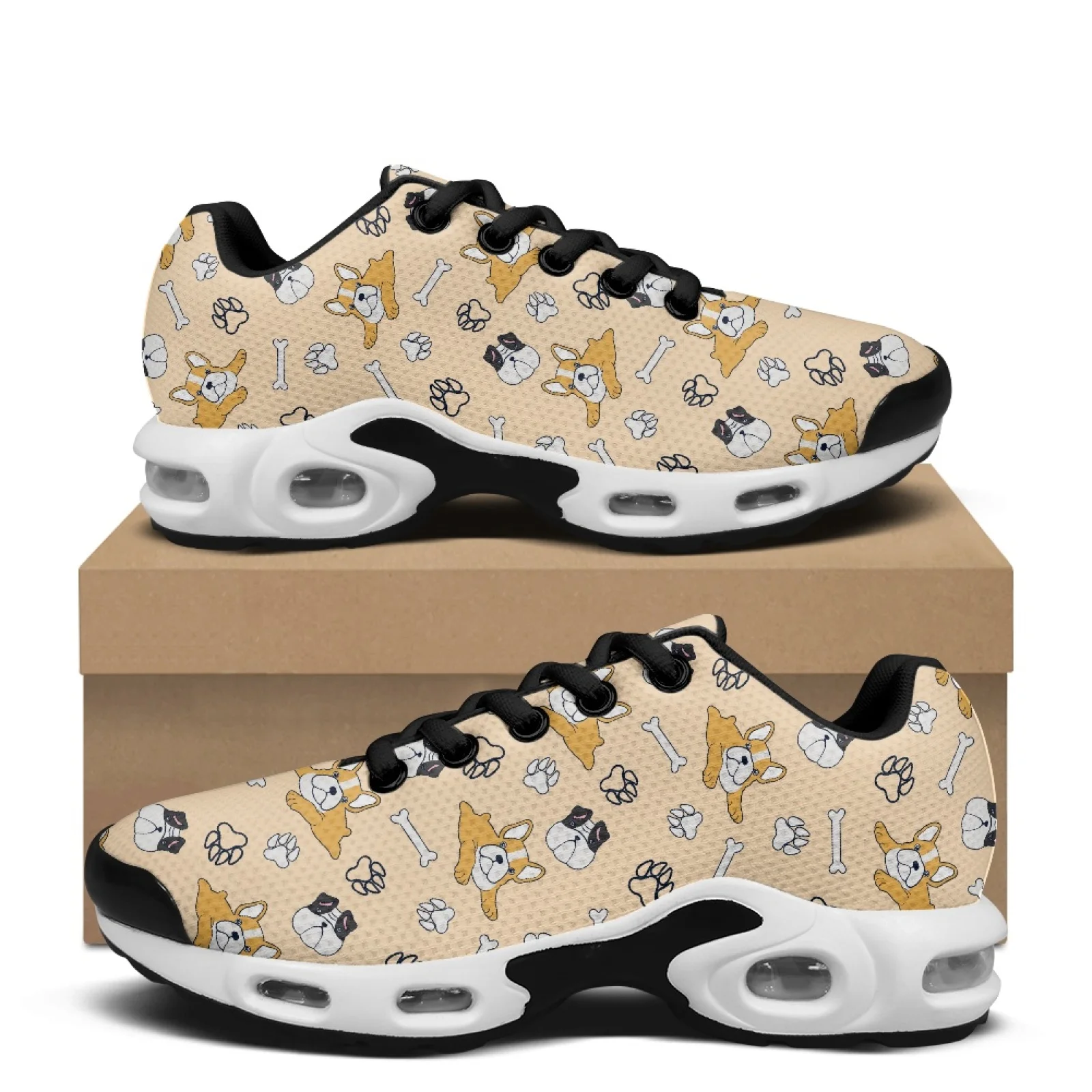 PENSTROLL Puppy Paw Print Tennis Shoes Mesh Lace Up Sneakers Modern Sports Shoes for Walking