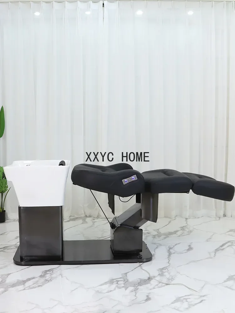Lying Half Ceramic Deep Basin Flushing Rotating Electric Lifting for HairShampoo Chair