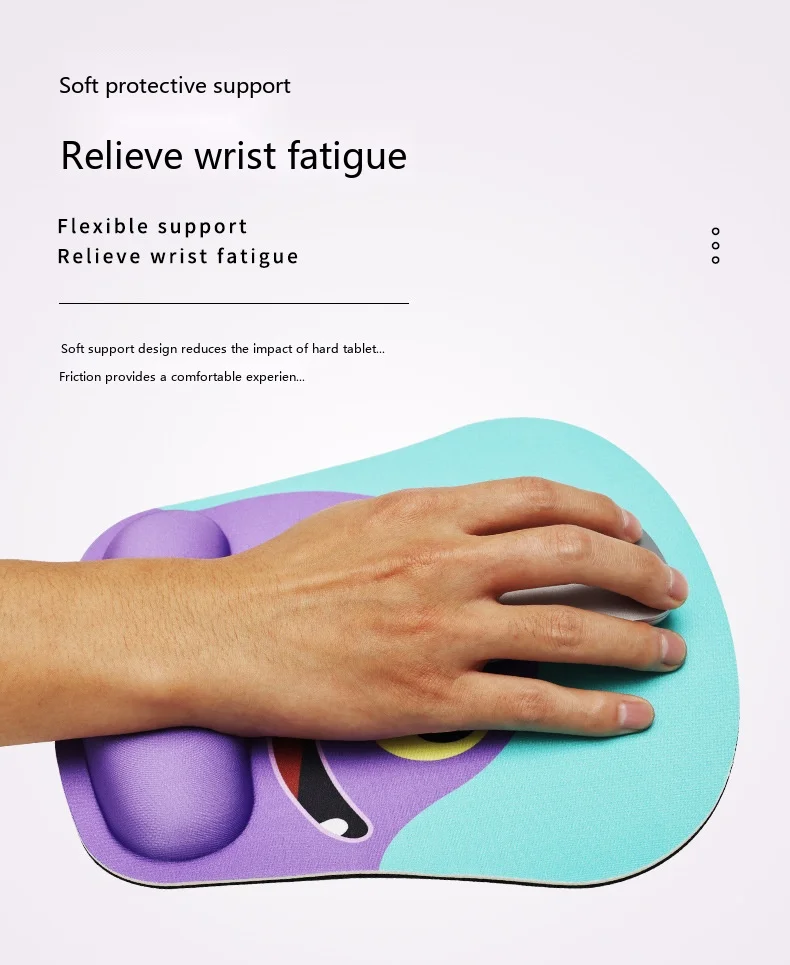 Schaumstoff-Handgelenkauflage Mauspad 6 Farben Büro Gaming Ergonomische Rutschfeste Schreibtischunterlage Niedliches Muster – Detail 3