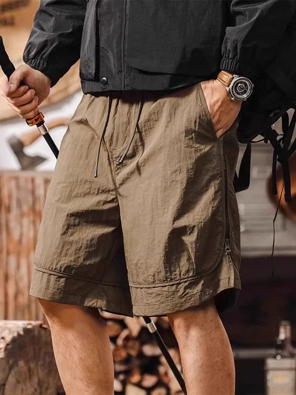 

Летние повседневные свободные мужские брюки с боковой молнией, быстросохнущие, прямого кроя, из полиэфирного волокна, рабочие брюки, молодежные, Vitali Sle