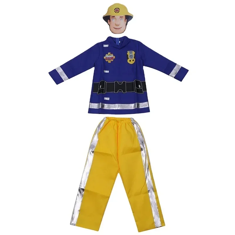 2024 Halloween Cosplay Kids Firefighter Uniform Children Sam Fireman Role Work Suit T-Shirt Boy Girl Performance Party Costu MN1