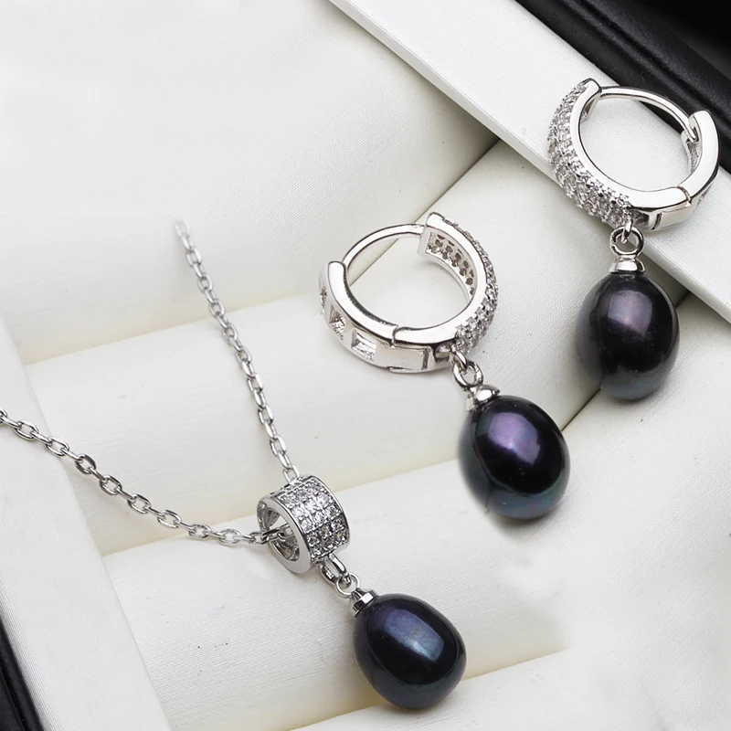 Original-Set mit Halskette und Ohrringen aus natürlichen Süßwasserperlen für Damen, zartes Perlen-Ohrring-Set aus 925er Silber, Mutter-Geburtstagsgeschenk, Weiß – Detail 6