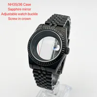 Black PVD NH35 case Jubilee bracelet sapphire crystal glass 10ATM waterproof for Datejust NH34 NH35 NH36 movement watch parts