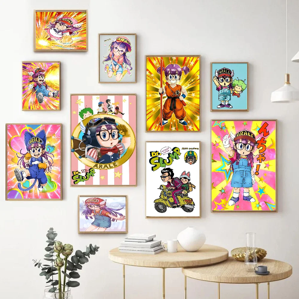 Dr Slump Arale Anime Posters Sticky Waterproof Paper Sticker Coffee House Bar Kawaii Room Decor