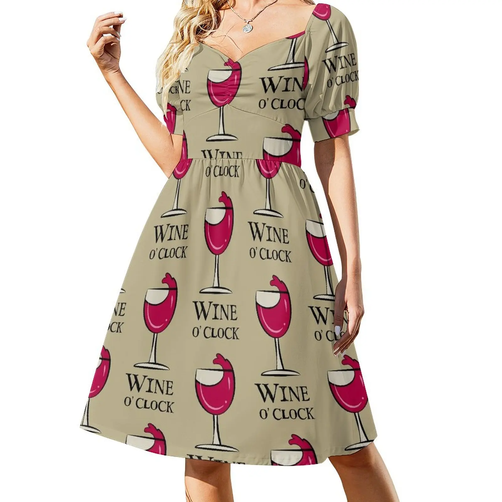 

Wine O' Clock Short Sleeved Dress dresses korean style bandage dress dress for women