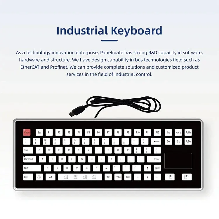 IKB21156 OEM CNC Services Panel-mount Mechanical PC Keyboard Stainless Steel Case CNC Custom Industrial Keyboard