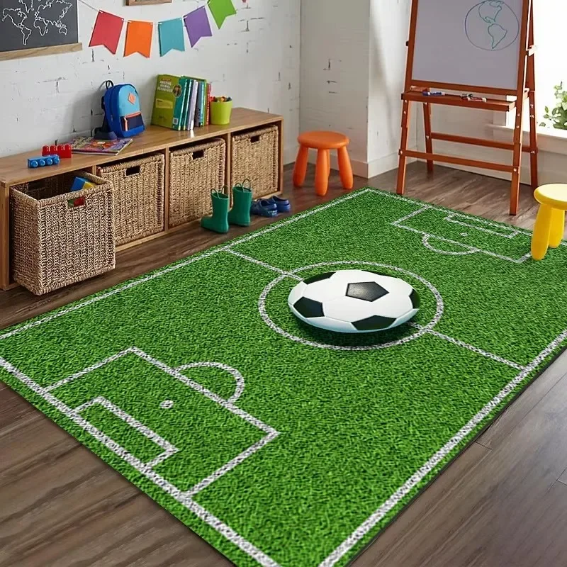 Sports Theme Racing Track Basketball Court Soccer Field Carpet Kids Play Mat Home Decoration Non-Slip Floor Mat Rugs for Bedroom