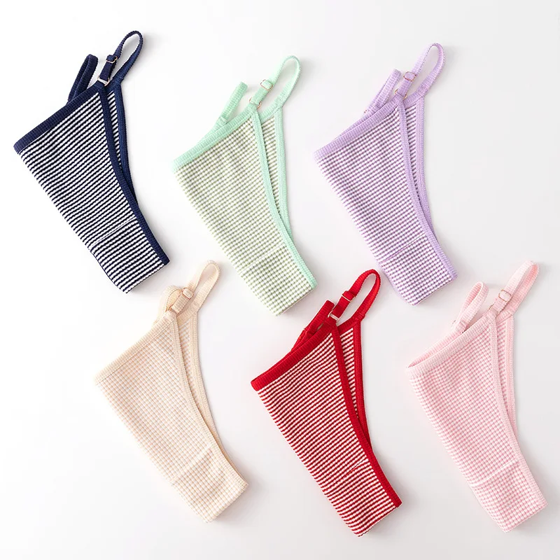 3PCS/Set Women\'s Waffle Grid Knit Low Waist Bikini Briefs Adjustable Side Straps Underwear Warm Brazilian Panties Sexy Lingerie