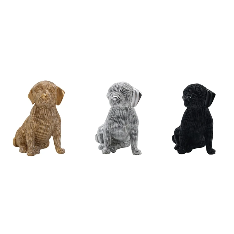 Nordic Modern Luxury New Product Point Beads Labrador Home Animal Dog Decoration Resin Craft Ornaments