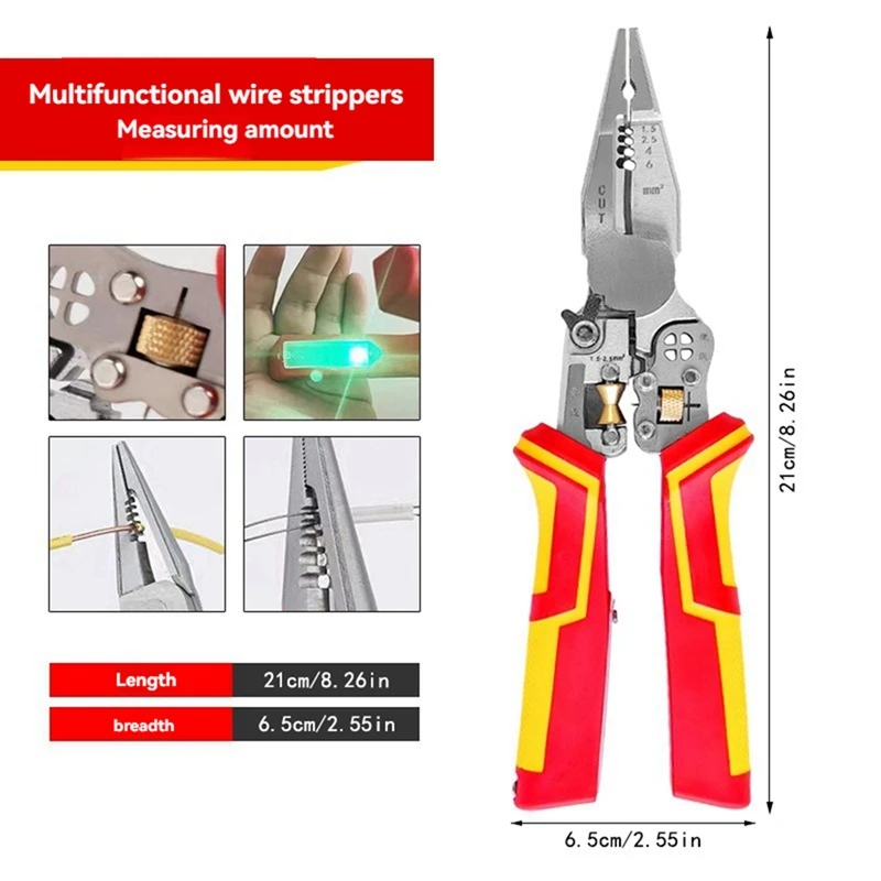 ABDJ-9 en 1 pince d'électricien multifonctionnelle mesure de puissance pince à dénuder le fil conception de rouleau pince réglable