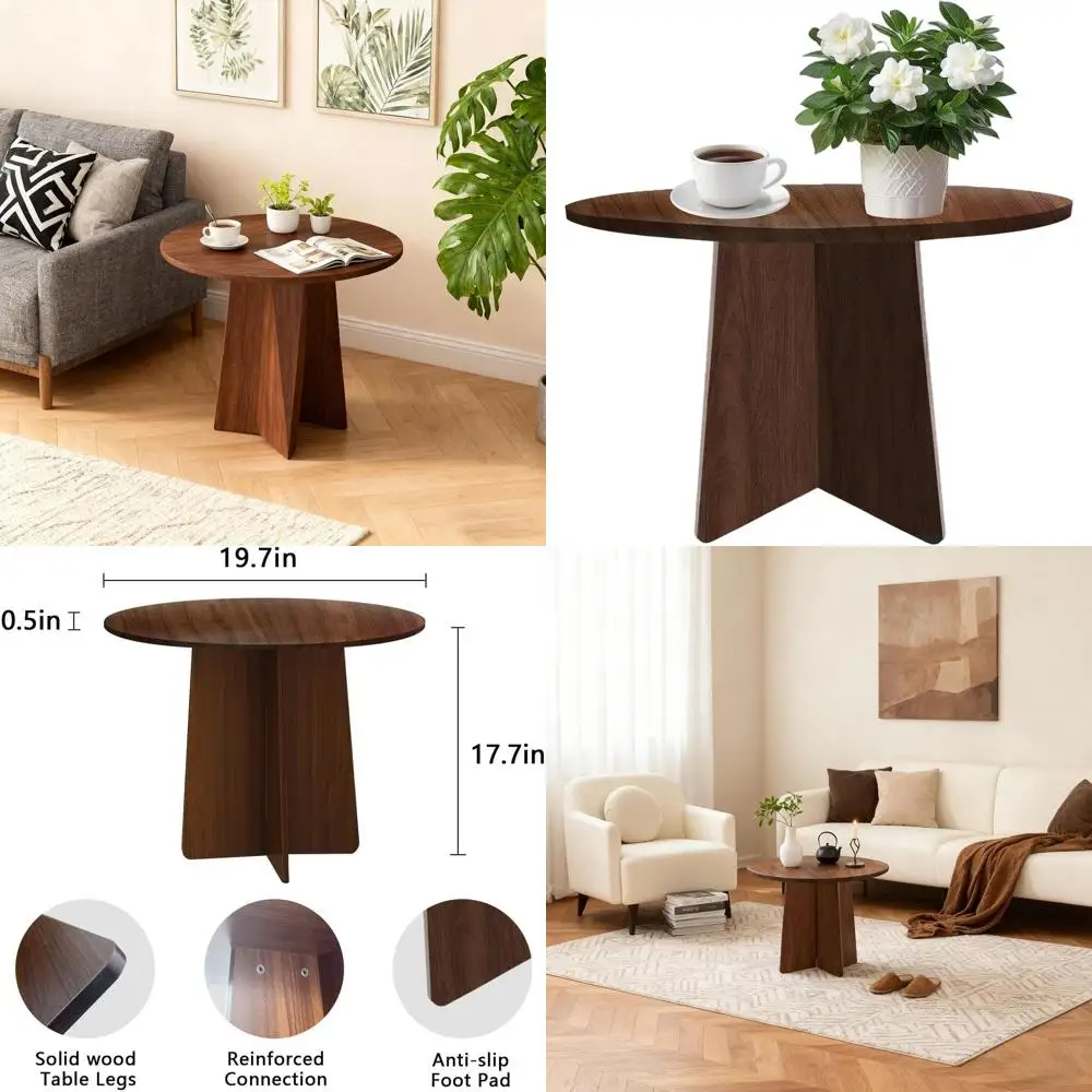

Compact Walnut Wood Side Table for Living Room, Bedroom, and Office, 19.7 x 17.7, Suitable for Small Spaces