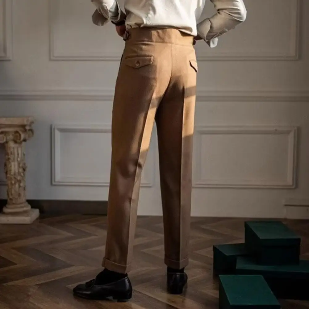 

New Men's Casual Pants Fashion Solid Mid Waist Pencile Pants Business Office Social Trousers Male Slim Daily Wear Pants Trousers