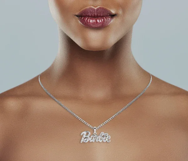 

18K Gold Plated Name Necklace with Diamonds Custom Personalized Diamond Cut Nameplate Necklace For Women Gift For Valentine