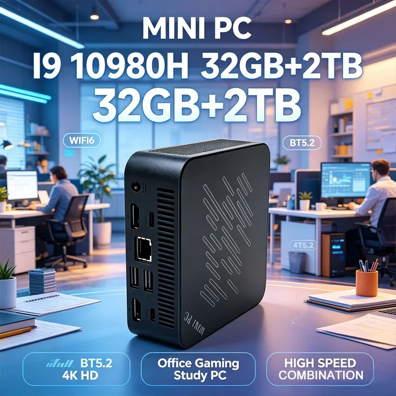 Windows 11 Mini PC I9 10980HK 16GB+2TB SSD Ultra Small Desktop Computer WIFI 6 Bluetooth Mini Computer For Business Home Game