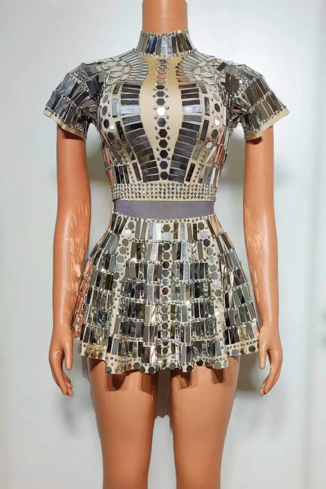 Body de Showgirl de Las Vegas con lentejuelas doradas y plateadas, vestido para mujer, traje de baile brillante, ropa de escenario, sesión de fotos de porristas126