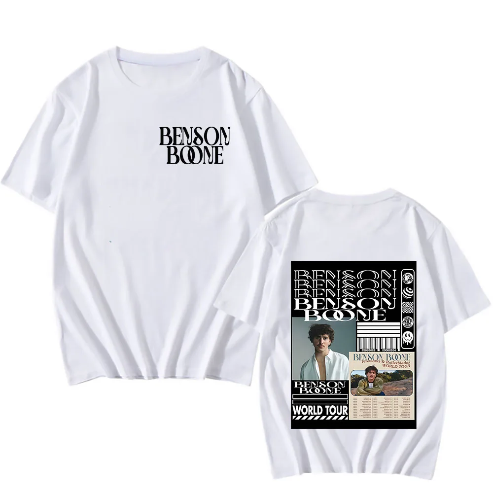 Benson Boone-Camiseta de gran tamaño para hombre y mujer, ropa de calle de Hip Hop, Camiseta con estampado de música Mental pesada, camiseta Harajuku de algodón de manga corta Unisex