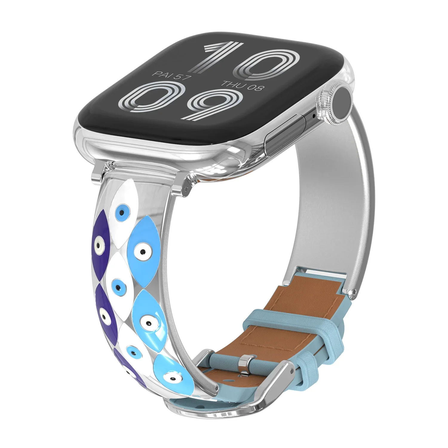 

Metal & Leather Hybrid Watch Strap Compatible with Apple Watch Band for IWatch Ultra 3/11/8/7/6/5/4/3/SE 3 Premium Strap for U