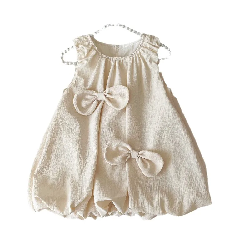 لطيف فراشة القوس أكمام مجموعة الفتيات الكورية نمط أزياء الأطفال فستان الصيف الجديد مع القوس أكمام مجموعة الأخوات