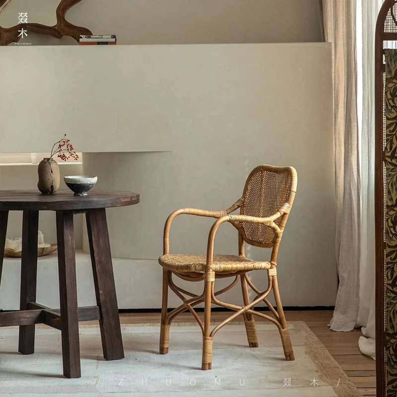 

Art\ Natural Rattan Creative Rattan Dining Desk Chair Living Room Home Balcony Leisure Chair