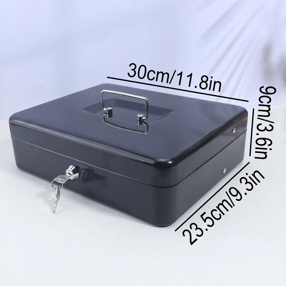 Money Box with Key -Money Tin with Lock - Lockable Cash Box with Coin Tray for Supermarket Petty Cash Coins Notes