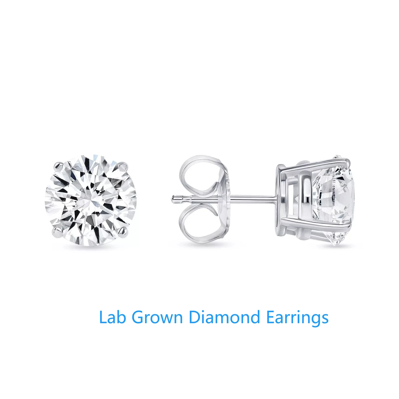 3CT Each Round Cut Lab Grown Diamond CVD HPHT Diamond Studs Earrings Push Back Platinum 950 DEF VS-VVS Clarity IGI Certificate