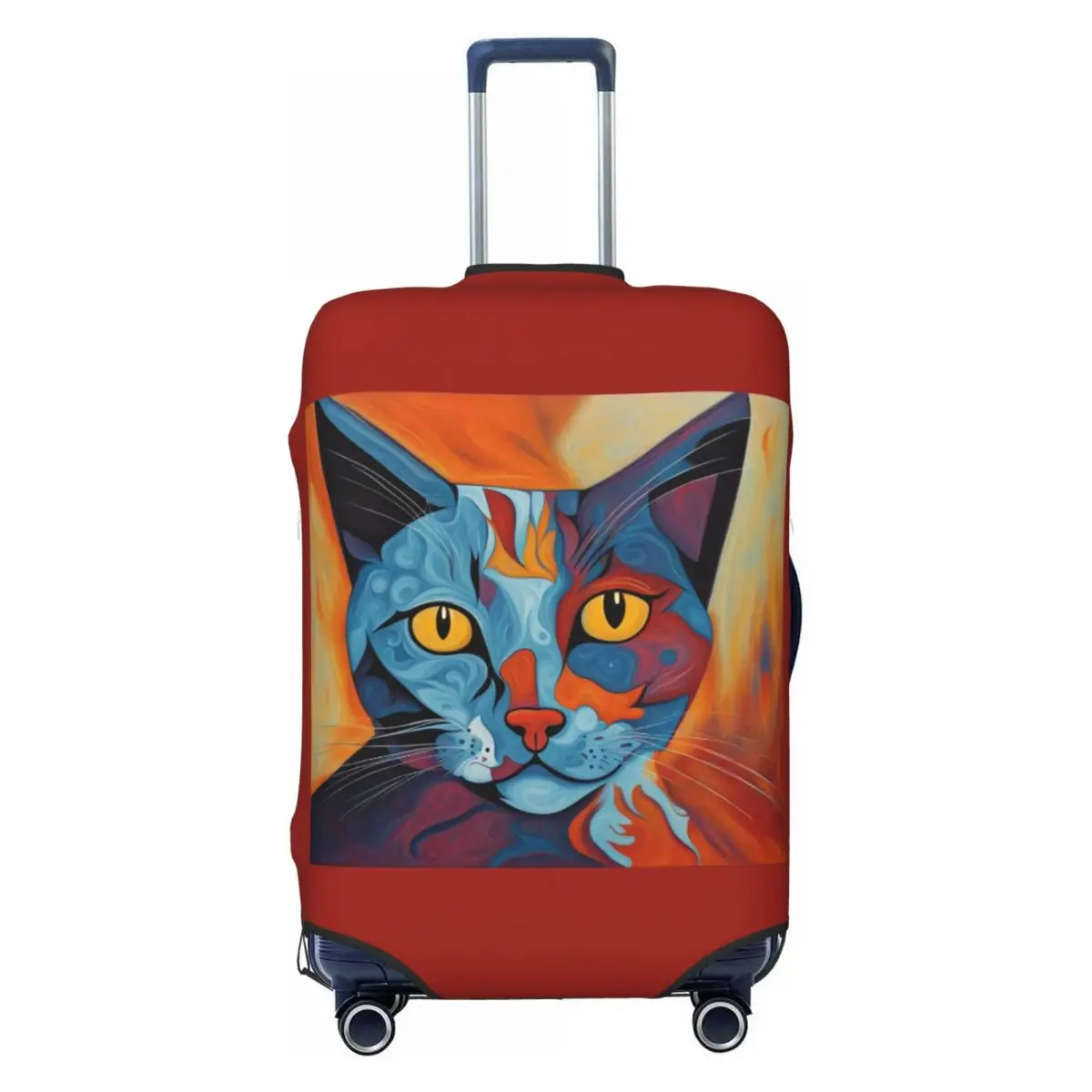 Animal Cat Suitcase Cover Neo Fauvism Cruise Trip Vacation Strectch Luggage Accesories Protector