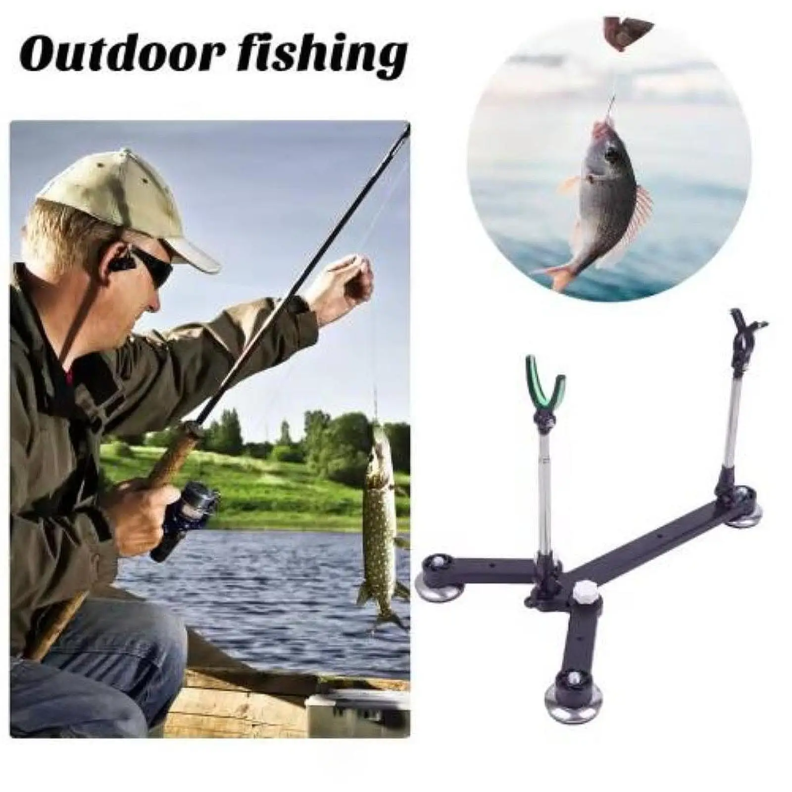 

Fishing Rod Stand Portable Foldable Sturdy Adjustable for Canoe Raft Outdoor