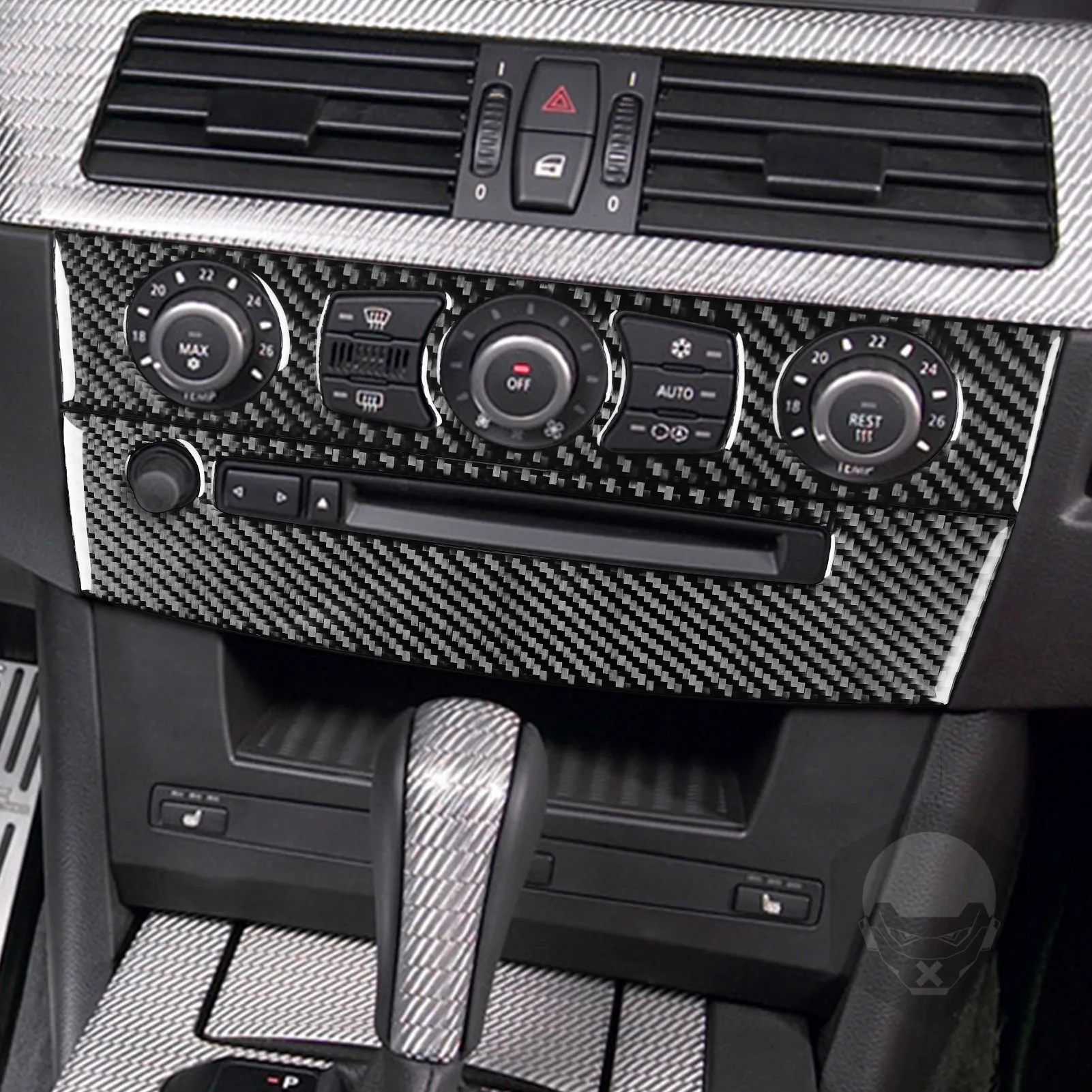 For BMW 5 Series E60 2004-2010 Accessories Carbon Fiber Car Interior CD Air Conditioning Control Panel Trim Sticker Decoration