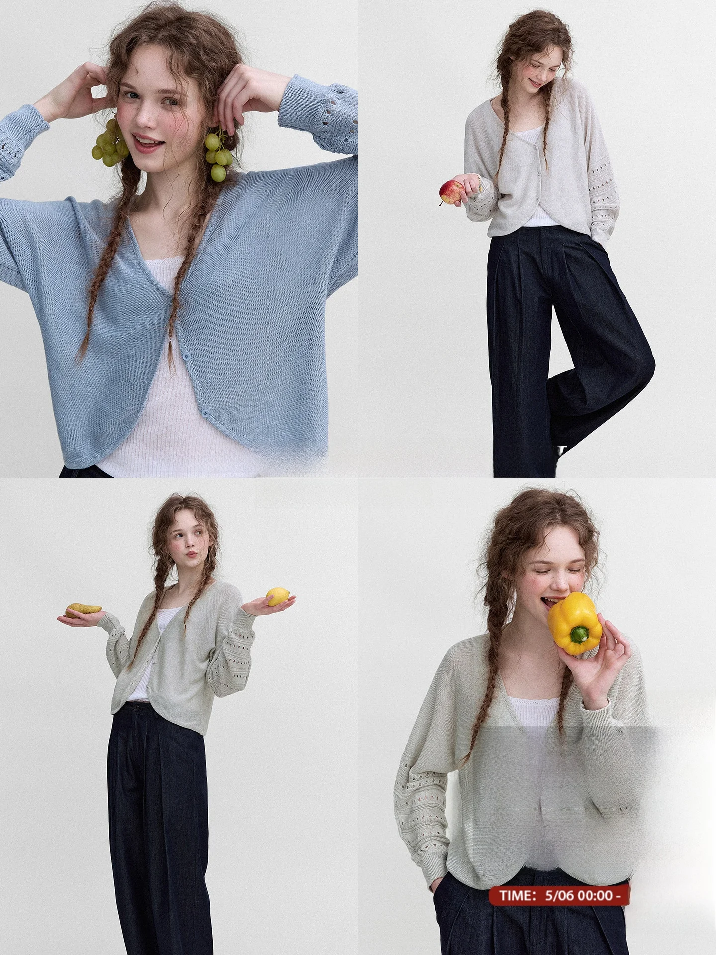 

LetM Vintage Silk Knitted Short Open Cardigan Women's Summer Commute Style Long Sleeve Hollow out Floral Embroidery Casual Kn...