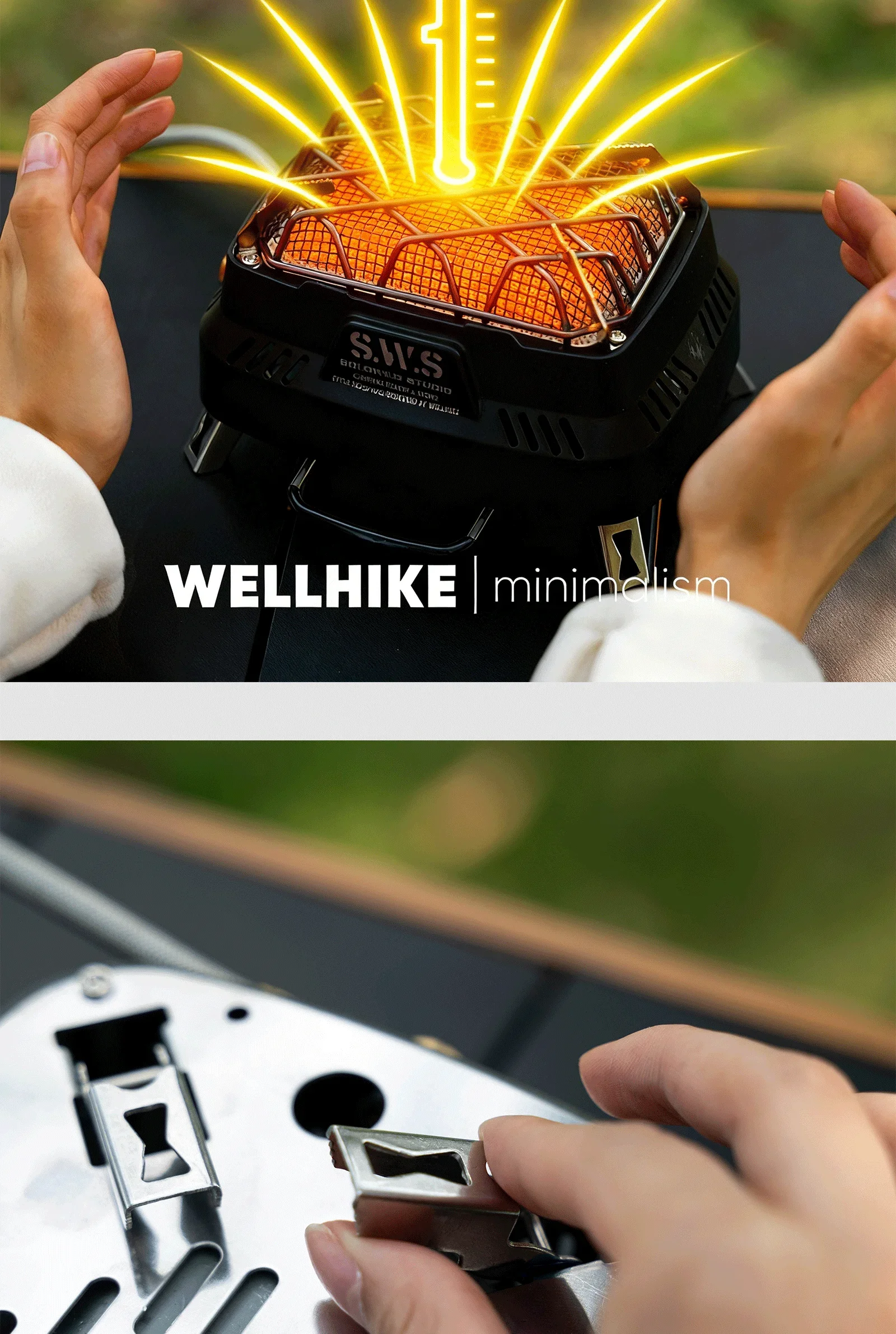 Wellhike Tragbarer Mini-Multifunktions-Heizofen für den Außenbereich, Infrarot-Heizkopf für Wintercamping – Detail 12