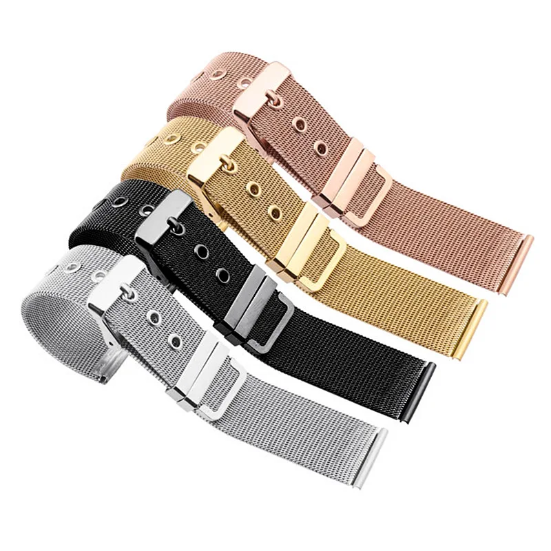 18mm 20mm 22mm 24mm Milanese Ultra Thin Steel Strap Universal Wrist Band 0.4mm Mesh Metal Bracelet Pin Buckle Watch Replacement