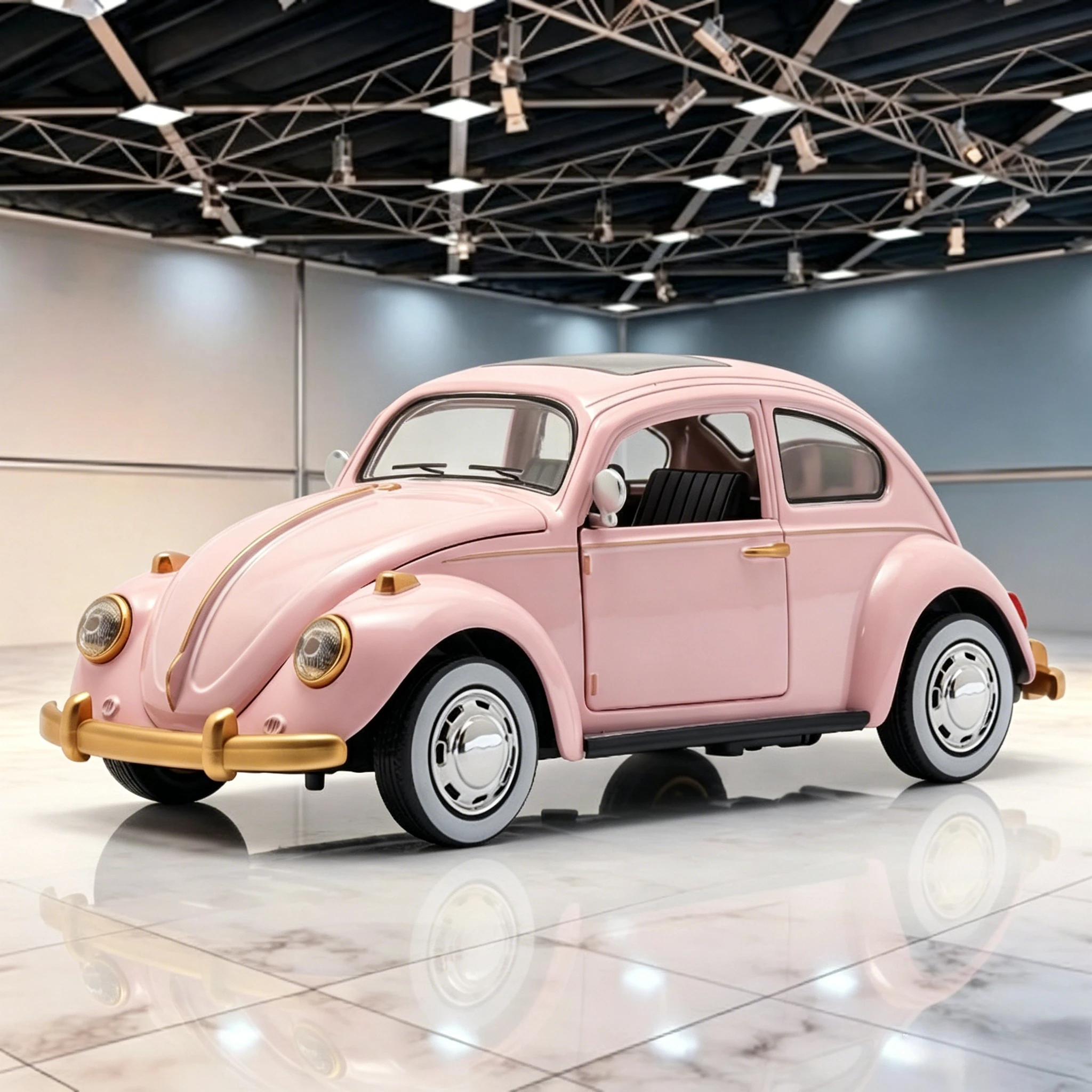 1:24 Beetle Alloy Metal Diecast Model Car Sound & Light Pull Back Collectibles Hobby