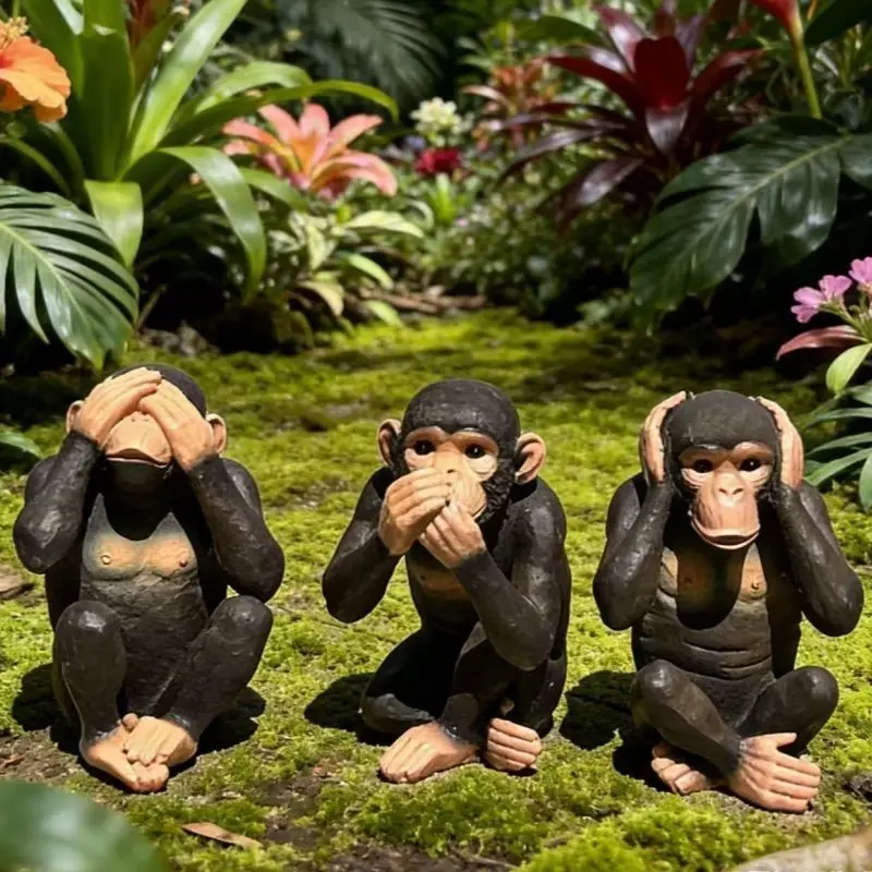 

Resin Creative Animal Ornaments Nordic Gorilla Statue Set Desktop Decorations Accessories For Office Living Room Bookshelf Decor