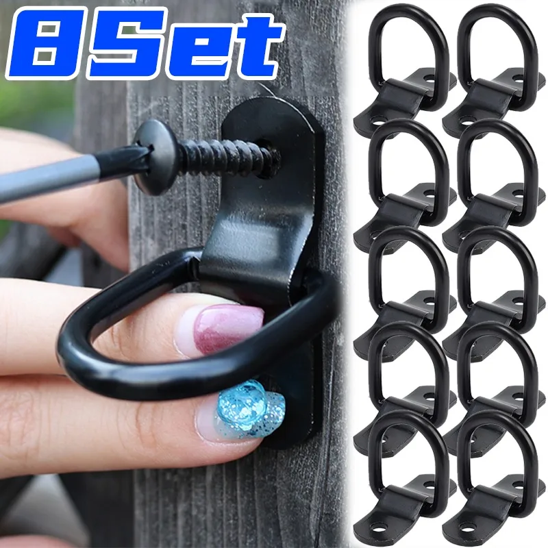 Anel d de aço inoxidável puxar gancho preto para trailer carga amarrar carga segura em caminhões fechados acessório multiuso do veículo