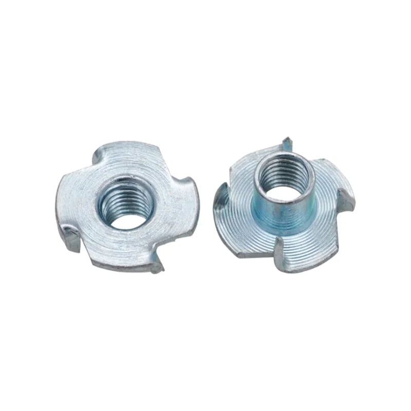 Carbon Steel T-Nut 4-Prong Tee Nut Zinc Plated Insert Nut for Wood Marine Plywood Furniture M4 M5 M6 M8