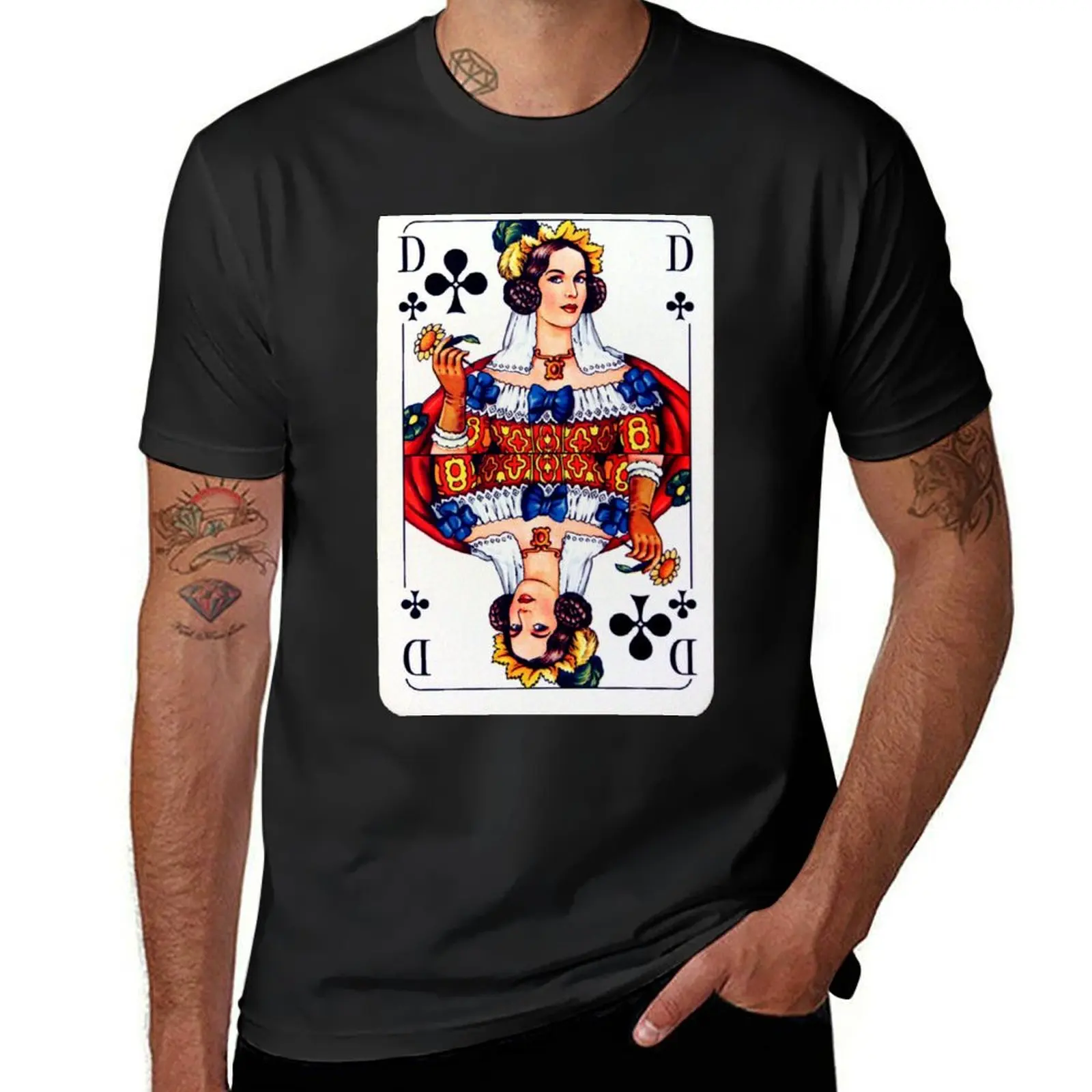 Clover Queen Argine - French Playing Cards T-Shirt customs design your own oversized oversizeds t shirts for men