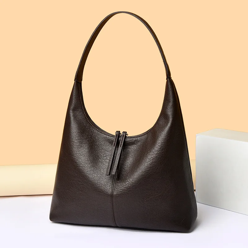 Women Single Shoulder Bag  Office Lady Fashion Solid Color New Large Capacity Armpit Bag