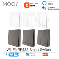 MOES WiFi Smart Push Button Wall Light Switch RF433 Transmitter Smart life Tuya App Remote Control Works with Alexa Google Home