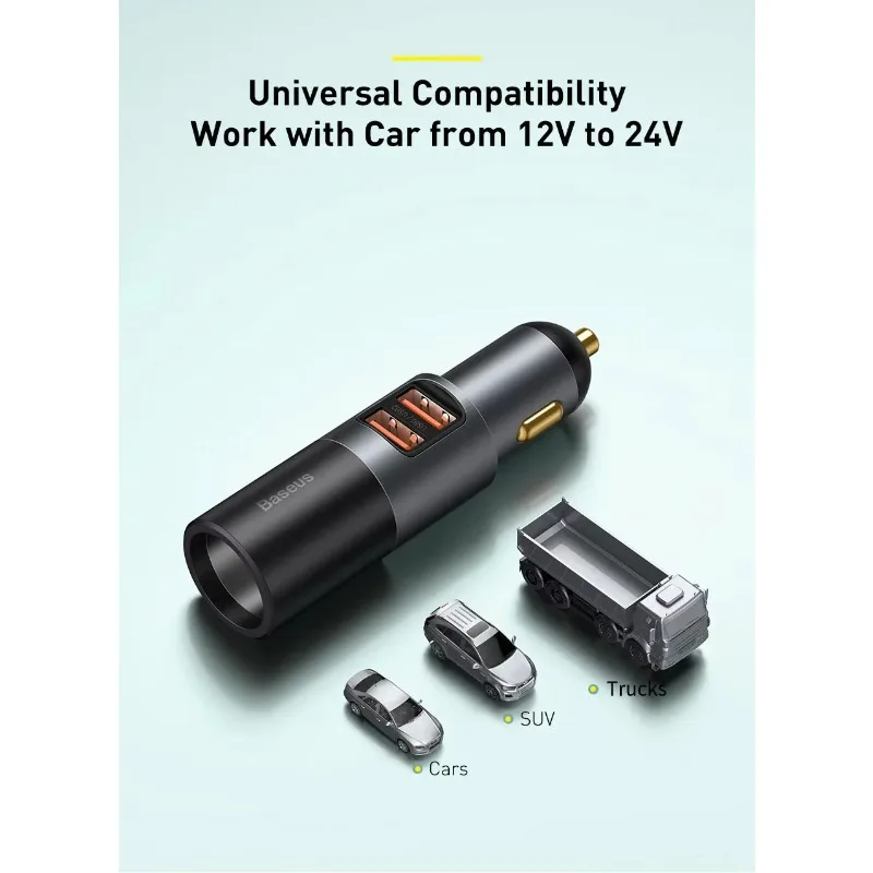 

120W Dual-port Fast Charging Expansion Car Mobile Phone Charger Suitable for Huawei, Samsung, Apple Lighter Car Charger