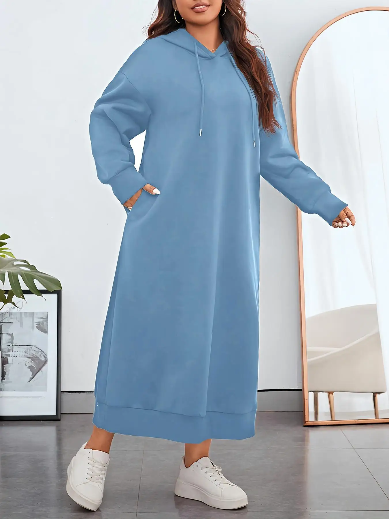 

Plus Size Casual Dress, Fitted Knitting Fabric for Fall & Winter, Modest Style for Ages 12 and Up