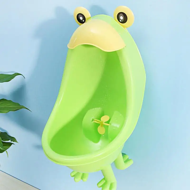 Urinal kartun bayi, tempat duduk latihan toilet, pola kartun lucu, kincir angin, menyenangkan, latihan toilet berdiri, kodok lucu